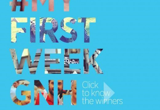 Plakat med hashtagget my first week gnh